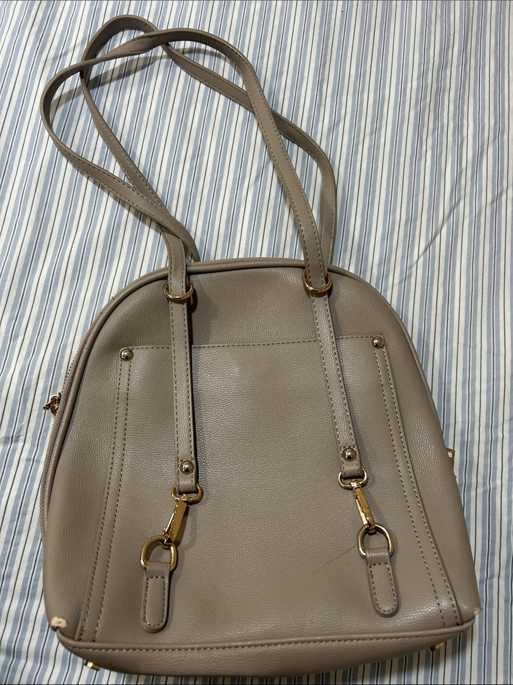 Miztique Taupe Women’s Convertible Shoulder Bag and Backpack with Gold Hardware
